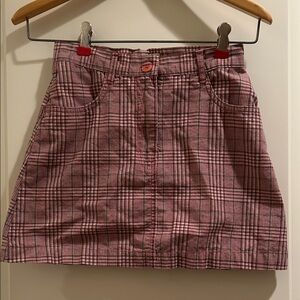 Gap Pink Plaid ZipUp Skirt pockets 100% cotton girls size 8